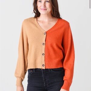 Z Supply Women's Colorblock Cardigan - Tan and Orange